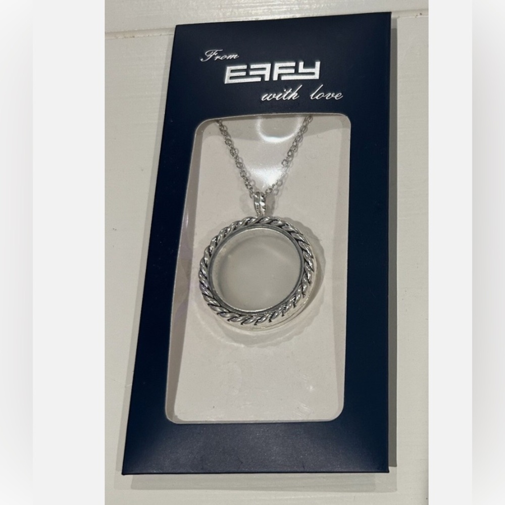 Effy Silver-Tone Locket/Pendant Necklace with 3 Charms -Celebrity Cruises- NEW!